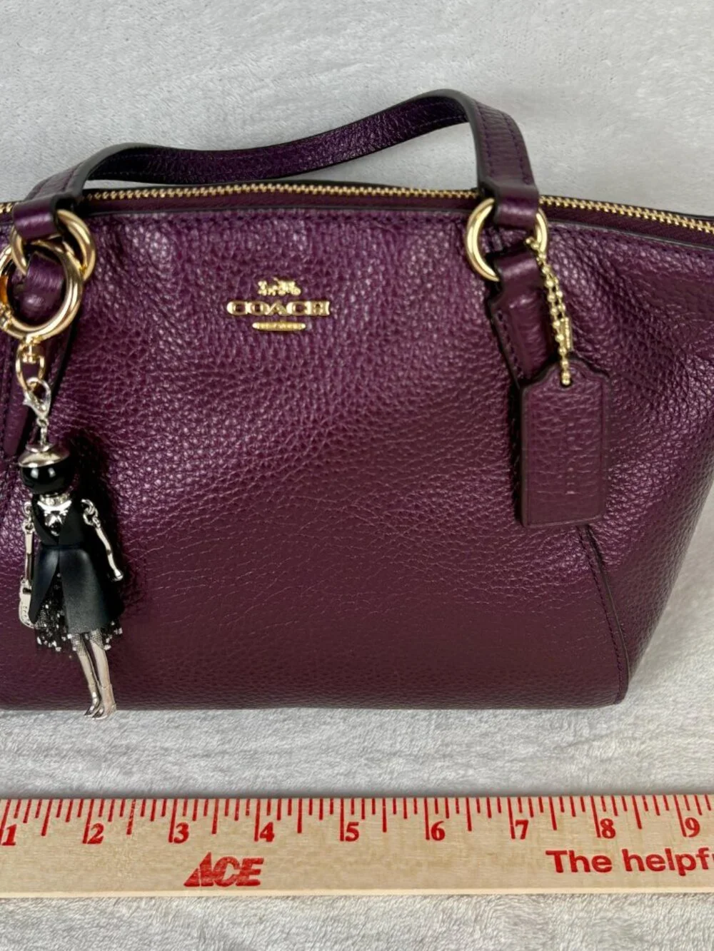 Coach Small Kelsey Satchel in Purple Pebble Leather